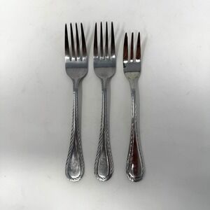 Cambridge Stainless Steel Forks Set 3 Swirl Rope Edge 2 Dinner 1 Salad Carlyle
